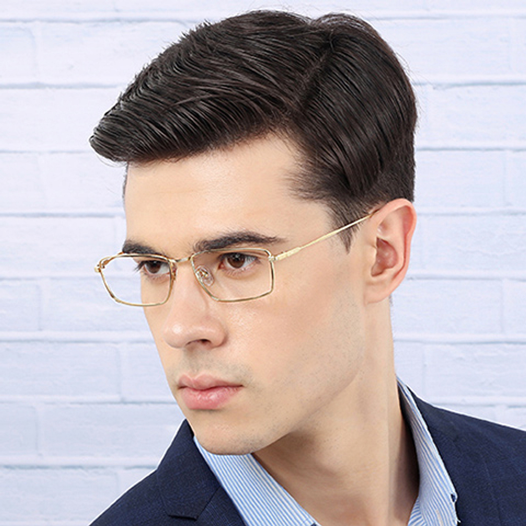 John Jacobs Screen Glasses Gold Full Rim Rectangle right side