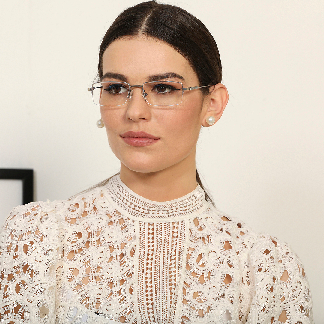 John Jacobs Dark Gray Half Rim Rectangle left side