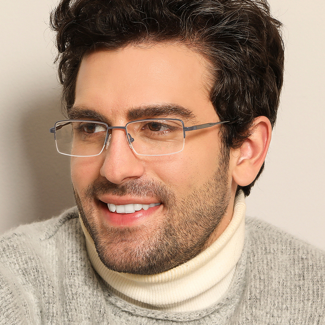 John Jacobs Dark Gray Half Rim Rectangle left side