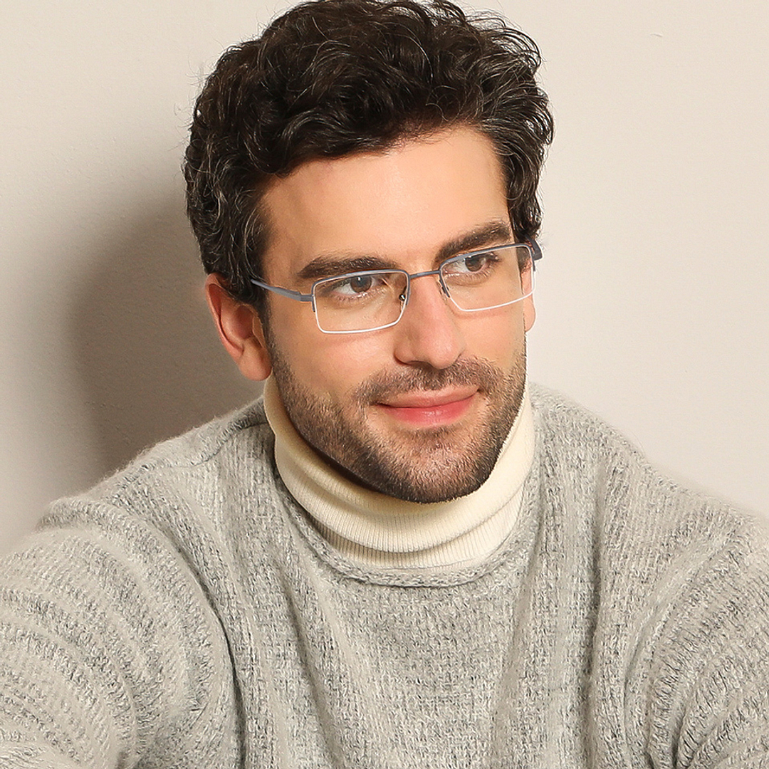 John Jacobs Dark Gray Half Rim Rectangle right side