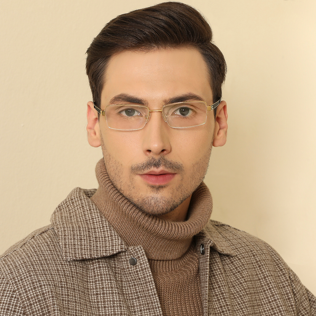 John Jacobs Gold Half Rim Rectangle left side