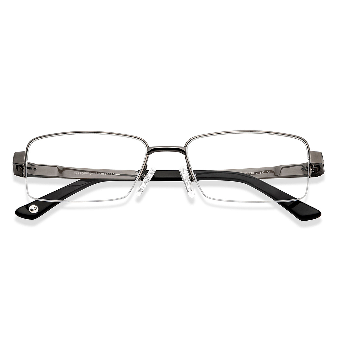 John Jacobs Gunmetal Half Rim Rectangle left side