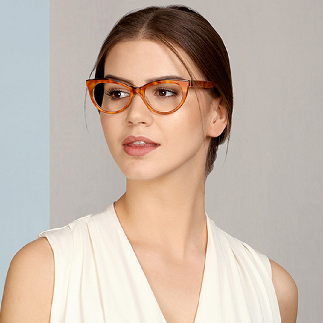 John Jacobs Online Light Brown Full Rim Cat Eye left side