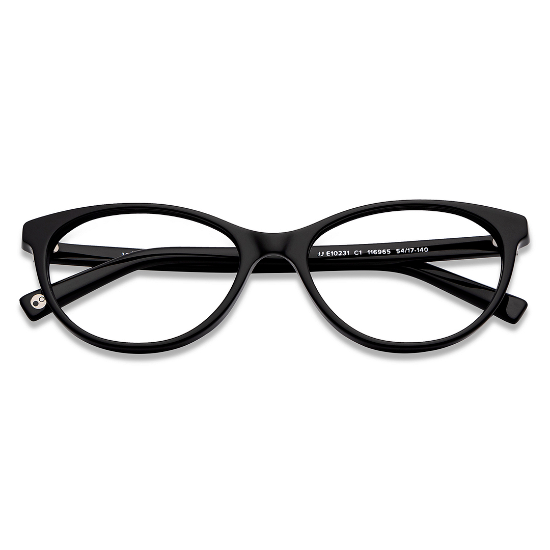 John Jacobs Black Full Rim Cat Eye left side