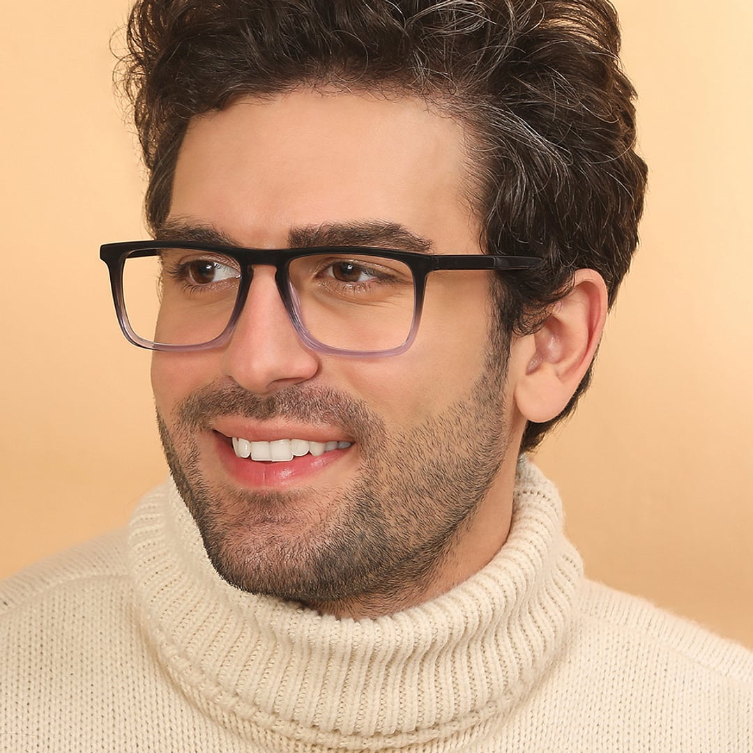 John Jacobs Black Blue Full Rim Square left side