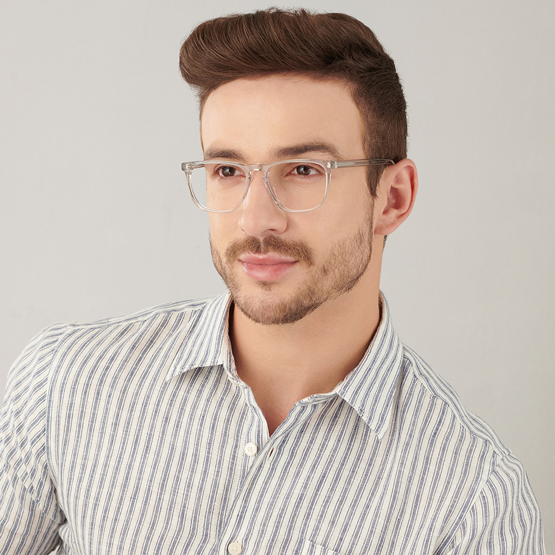 John Jacobs Crystal Transparent Full Rim Square left side