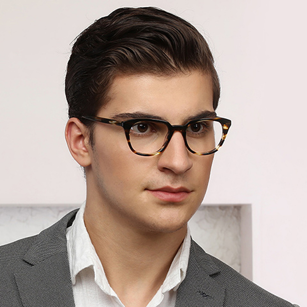 John Jacobs Screen Glasses Light Brown Full Rim Cat Eye left side