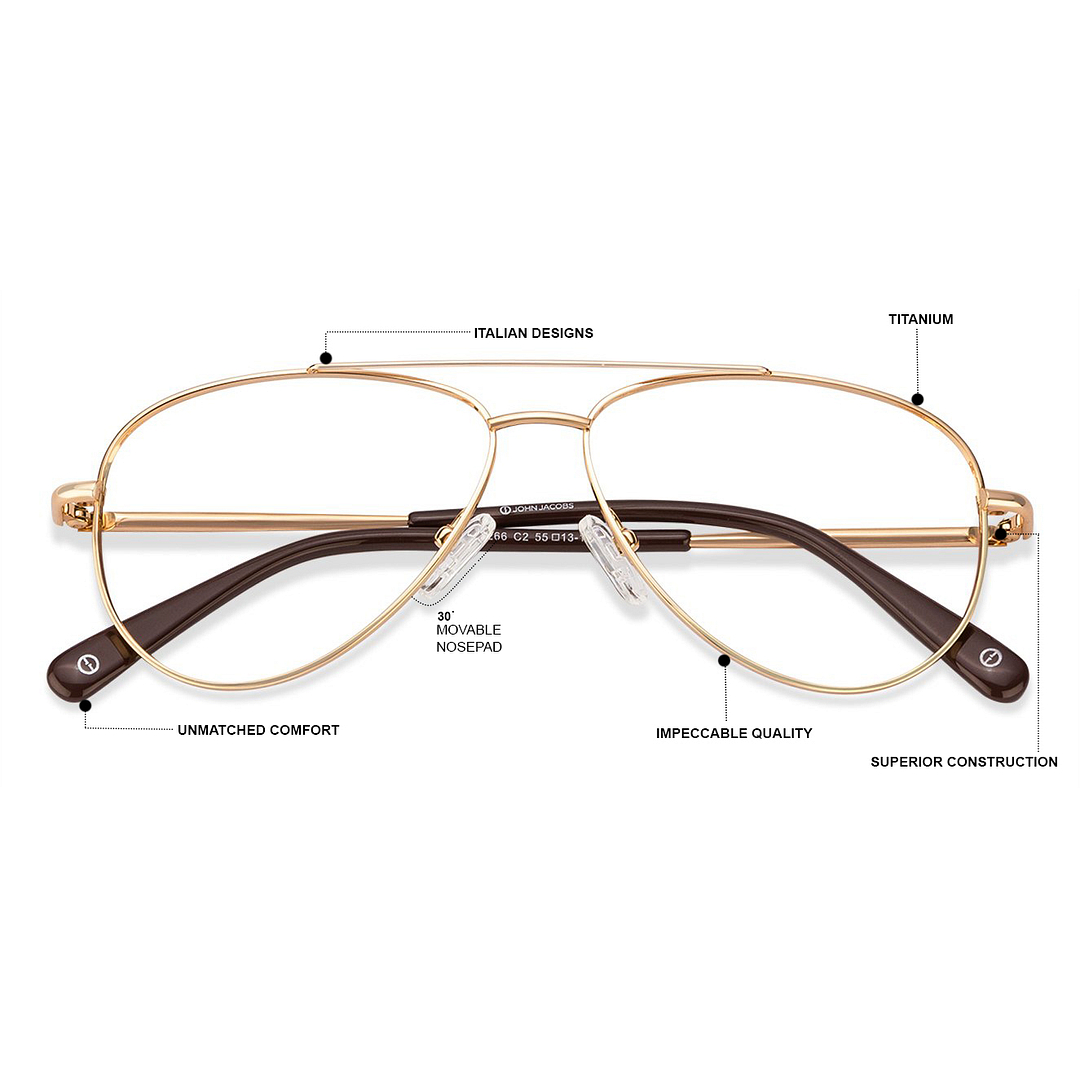 John Jacobs Gold Full Rim Aviator right side