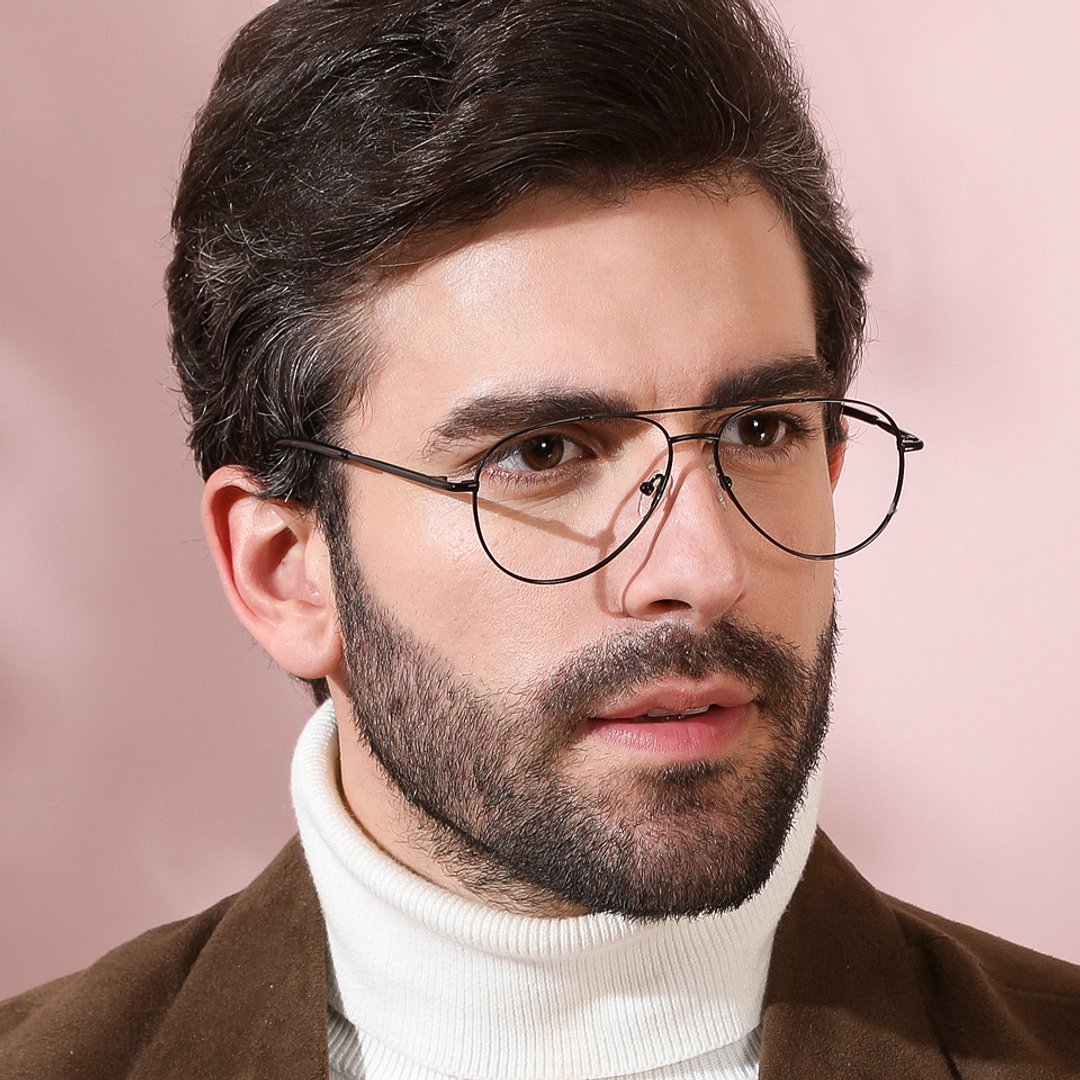 John Jacobs Black Full Rim Aviator left side