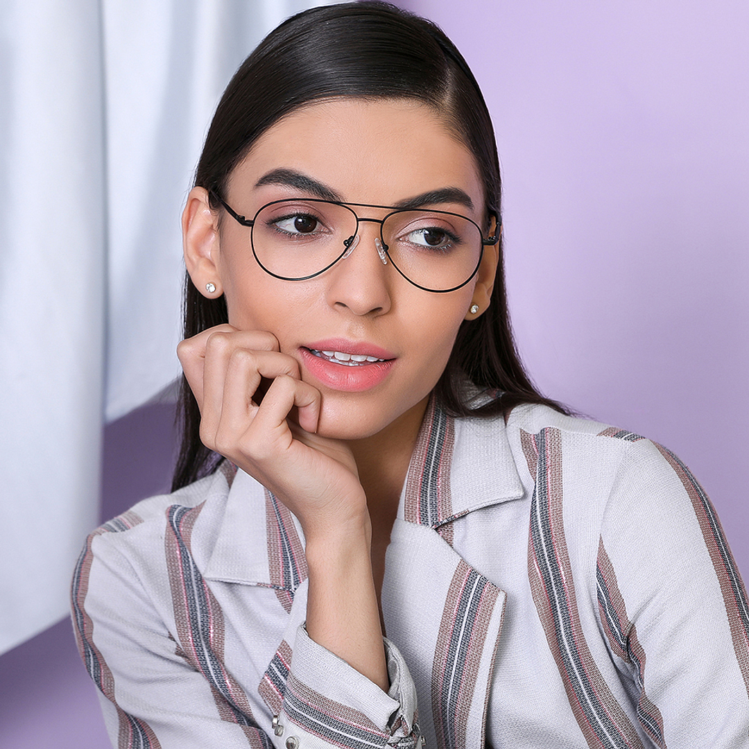 John Jacobs Black Full Rim Aviator right side