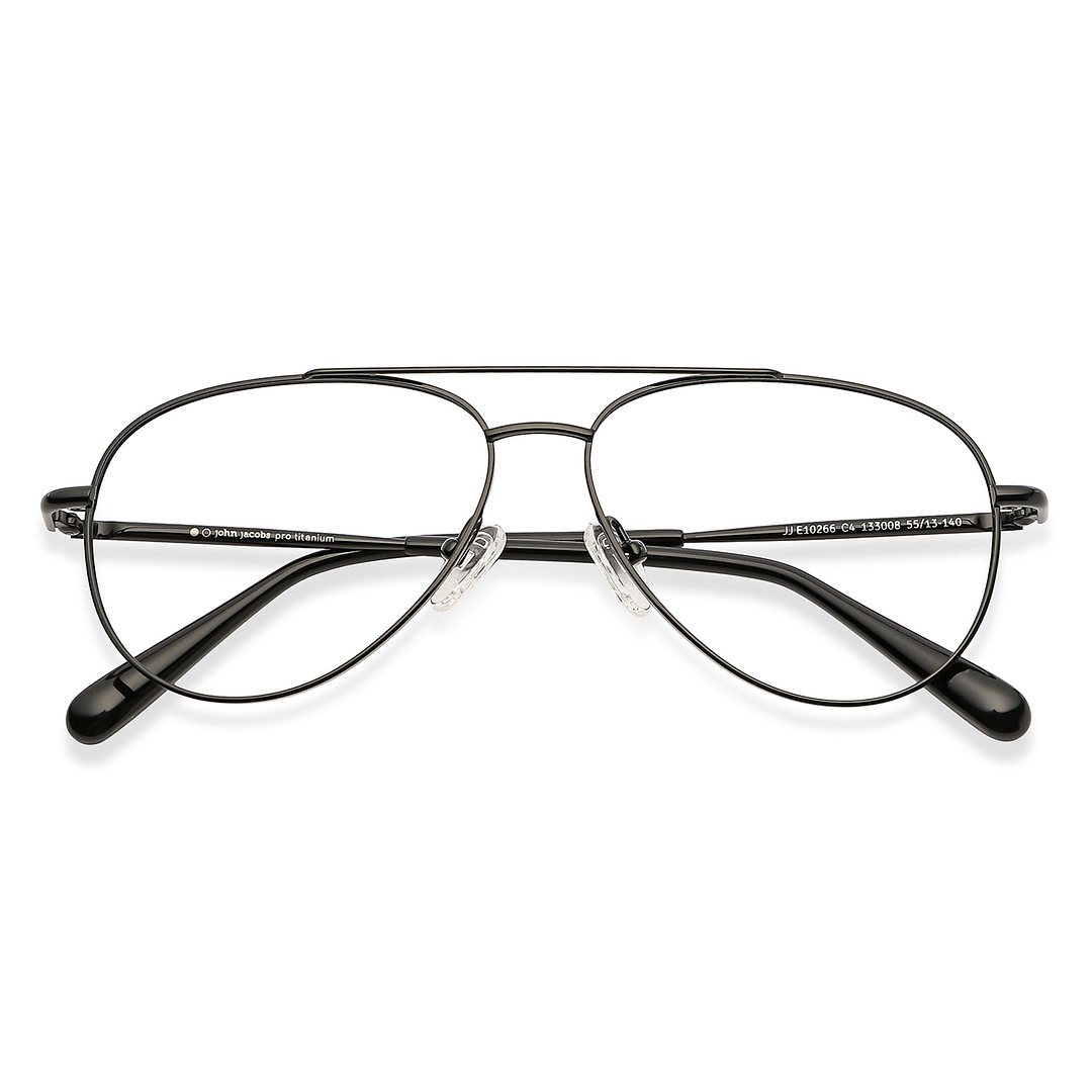 John Jacobs Black Full Rim Aviator left side