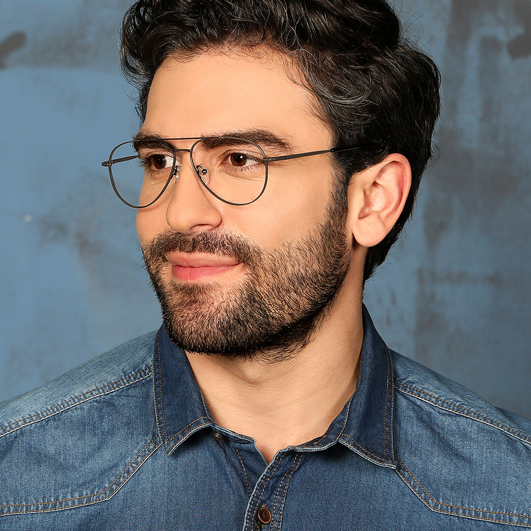 John Jacobs Online Dark Gunmetal Full Rim Aviator left side