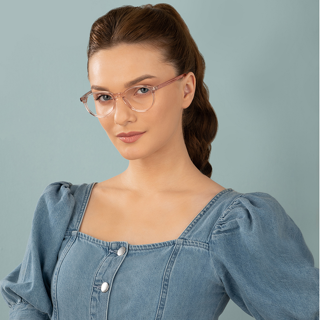 John Jacobs Online Pink Transparent Full Rim Round right side