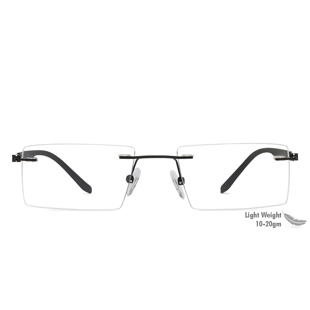 John Jacobs Screen Glasses Black Rimless Rectangle left side