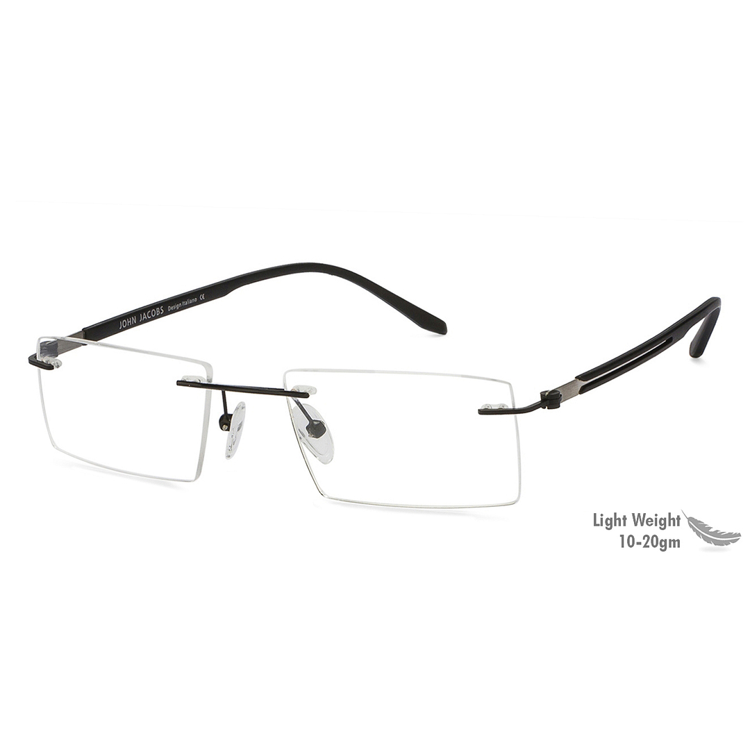 John Jacobs Screen Glasses Black Rimless Rectangle right side