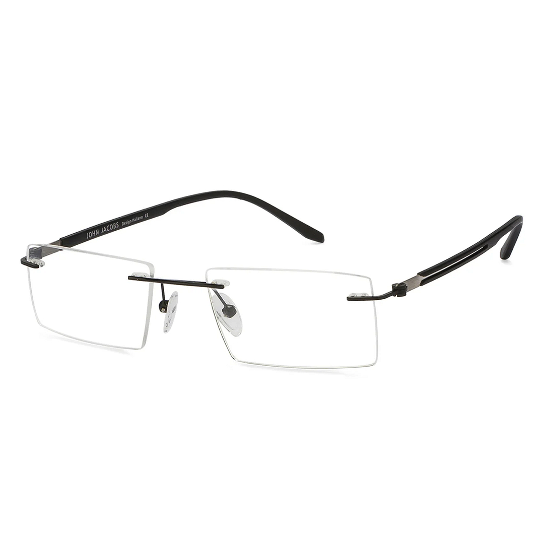 John Jacobs Screen Glasses Black Rimless Rectangle left side