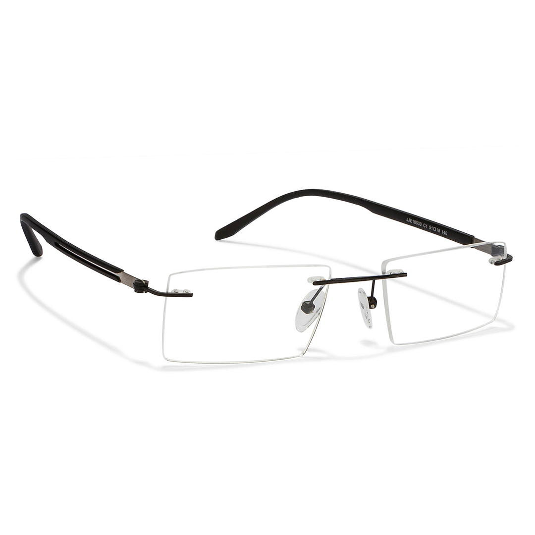 John Jacobs Screen Glasses Black Rimless Rectangle left side