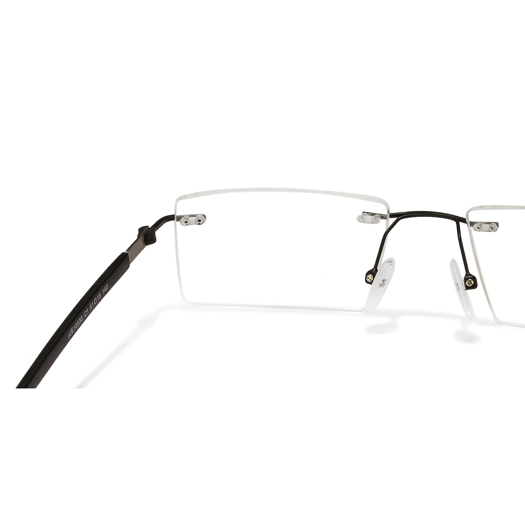 John Jacobs Screen Glasses Black Rimless Rectangle left side