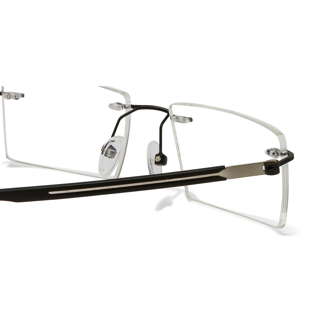 John Jacobs Screen Glasses Black Rimless Rectangle left side
