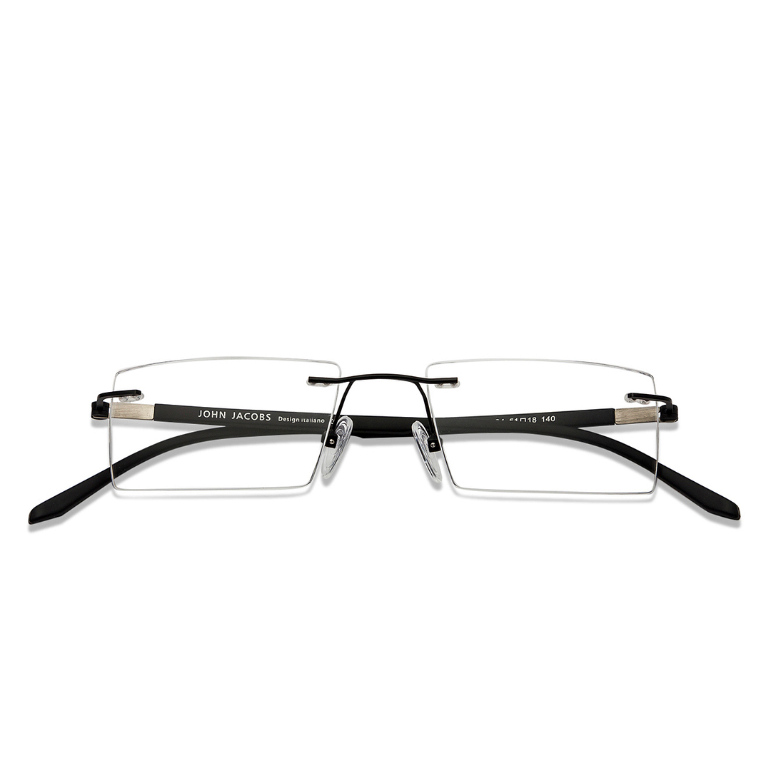 John Jacobs Screen Glasses Black Rimless Rectangle right side