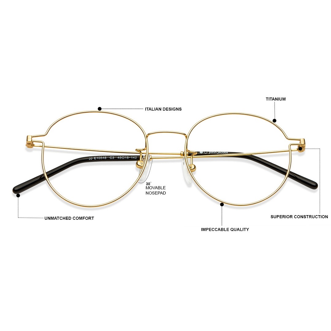 John Jacobs Gold Full Rim Round left side
