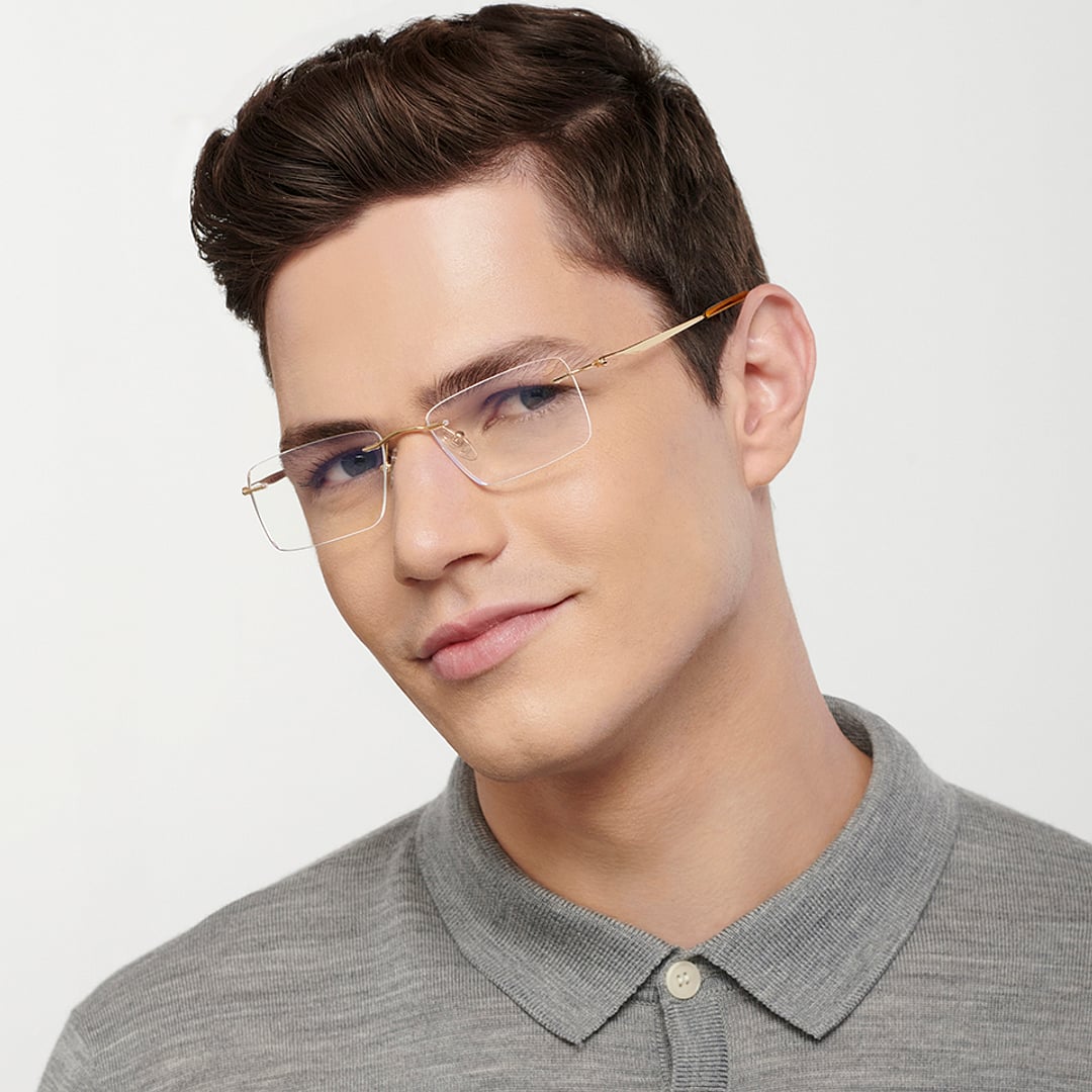 John Jacobs Online Gold Rimless Rectangle right side