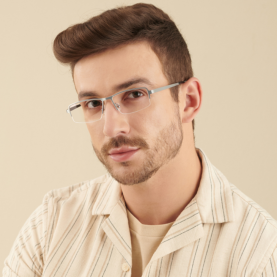 John Jacobs Online Silver Half Rim Rectangle right side