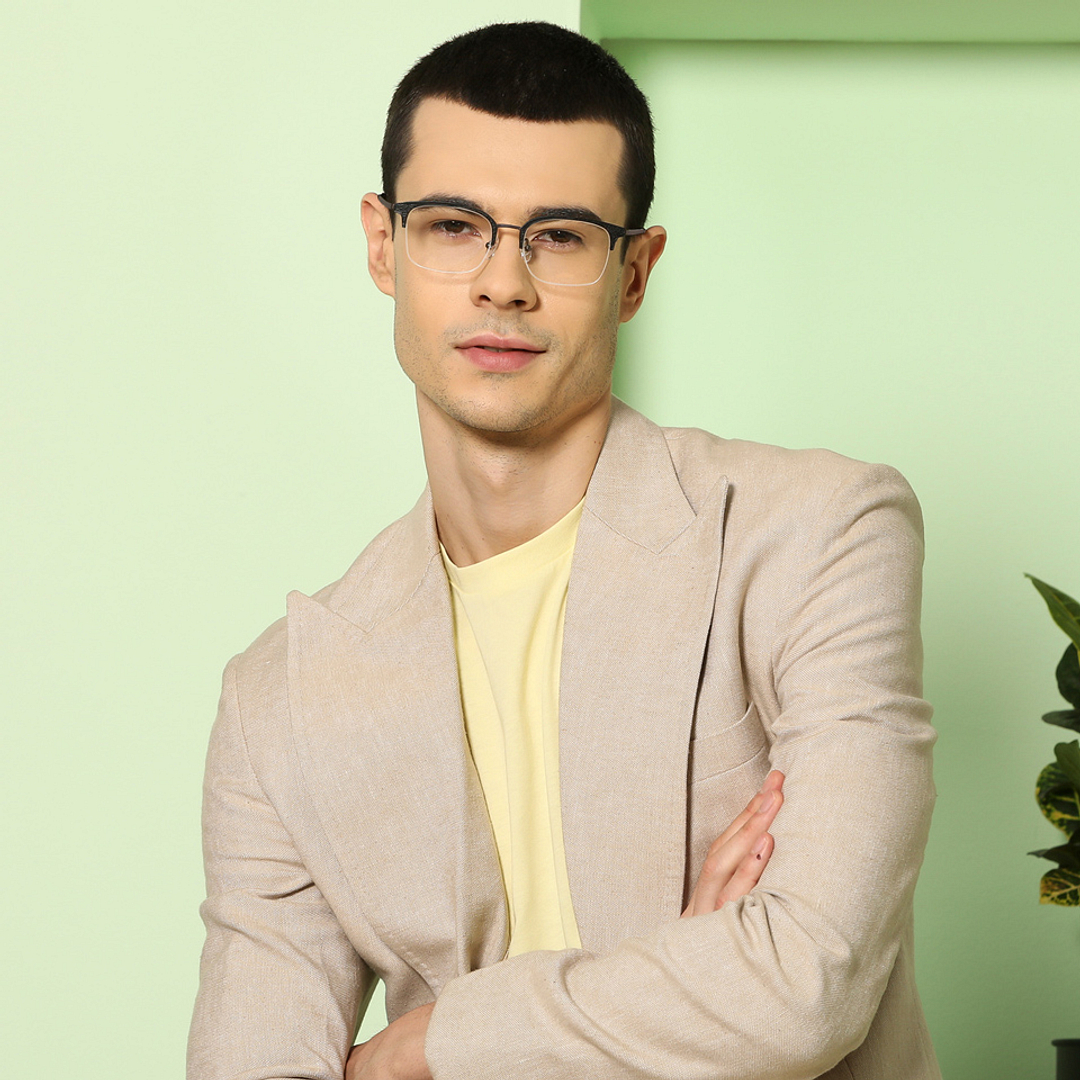 John Jacobs Online Black Half Rim Rectangle left side