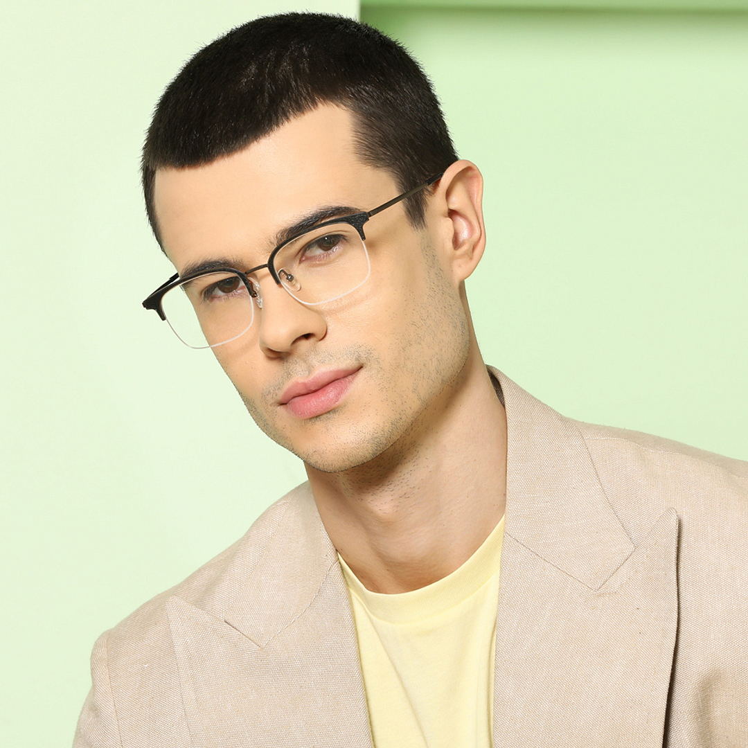 John Jacobs Online Black Half Rim Rectangle right side