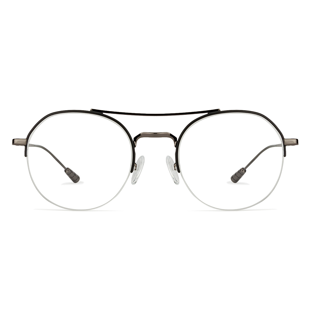 John Jacobs Screen Glasses Gunmetal Half Rim Round left side