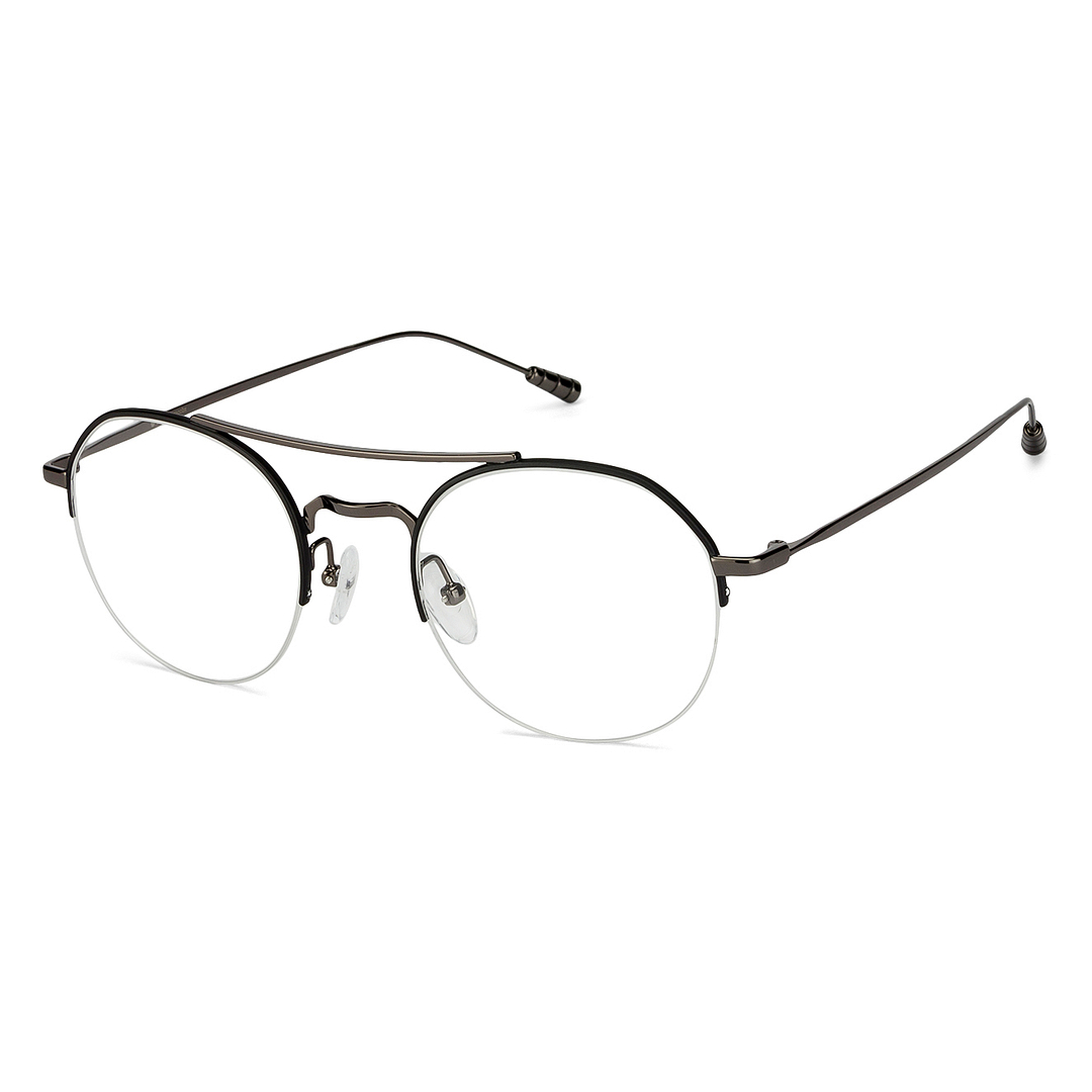John Jacobs Screen Glasses Gunmetal Half Rim Round right side