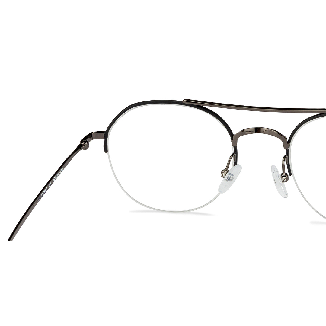 John Jacobs Screen Glasses Gunmetal Half Rim Round left side