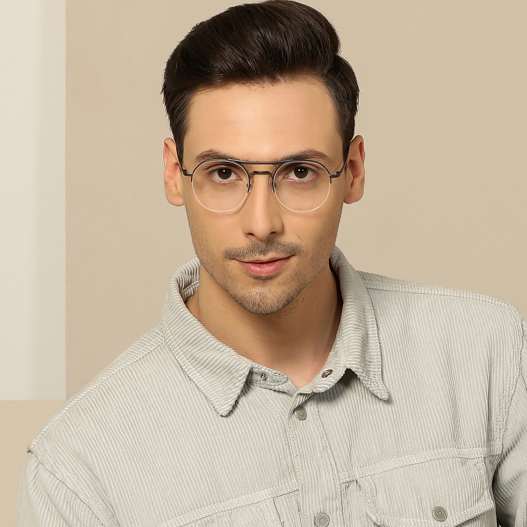 John Jacobs Online Gray Half Rim Round left side