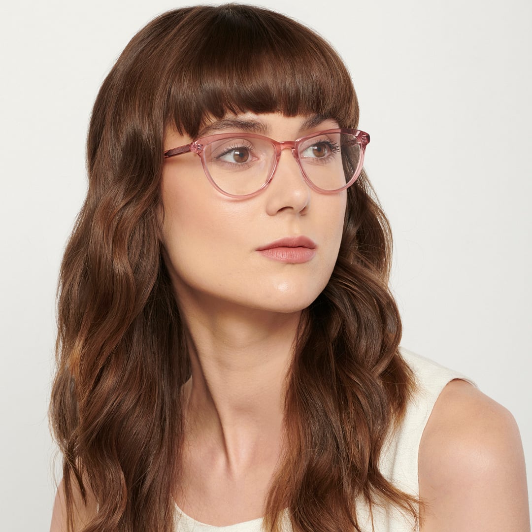 John Jacobs Pink Transparent Full Rim Cat Eye right side