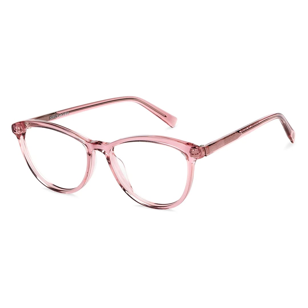 John Jacobs Pink Transparent Full Rim Cat Eye left side