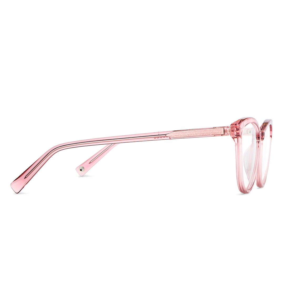 John Jacobs Pink Transparent Full Rim Cat Eye left side