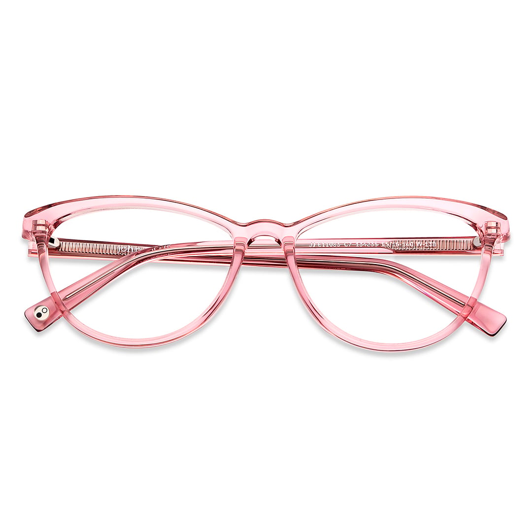 John Jacobs Pink Transparent Full Rim Cat Eye left side