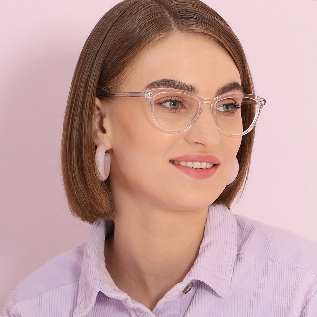 John Jacobs Online Crystal Transparent Full Rim Cat Eye left side