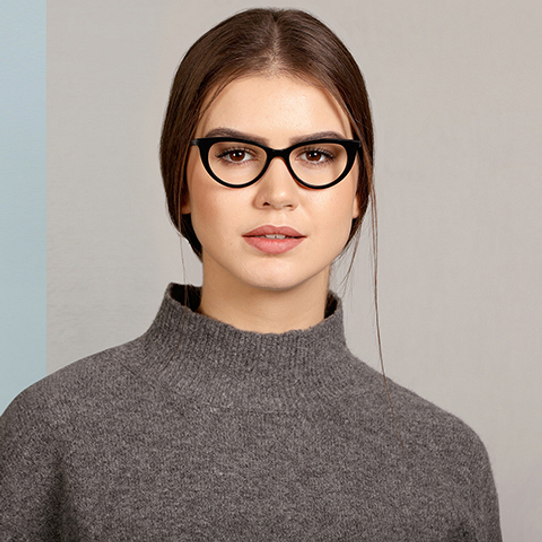 John Jacobs Black Full Rim Cat Eye right side