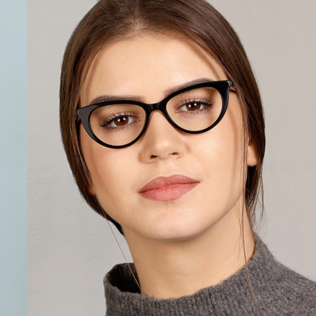 John Jacobs Black Full Rim Cat Eye left side