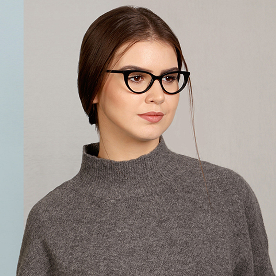 John Jacobs Black Full Rim Cat Eye right side