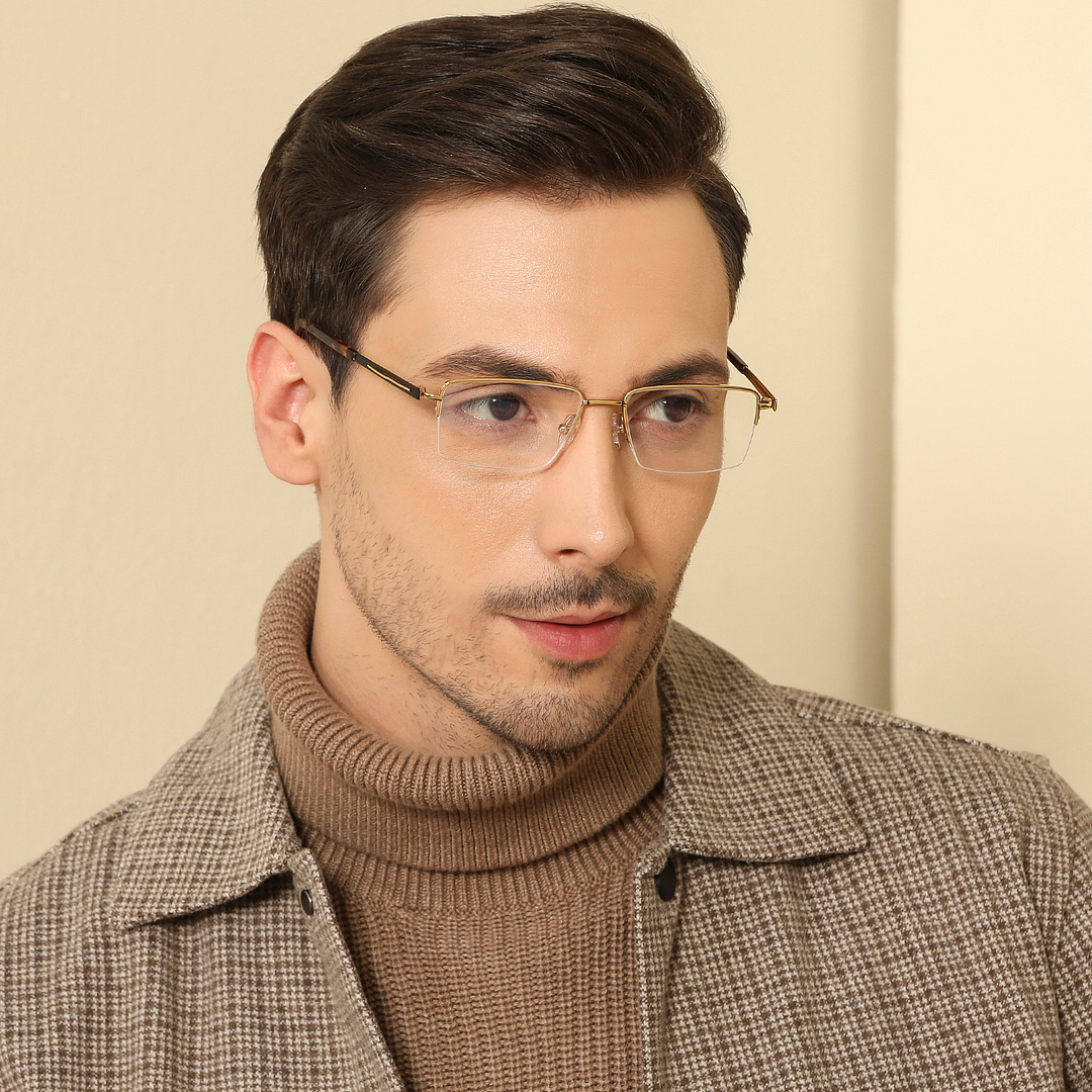 John Jacobs Online Gold Half Rim Rectangle left side