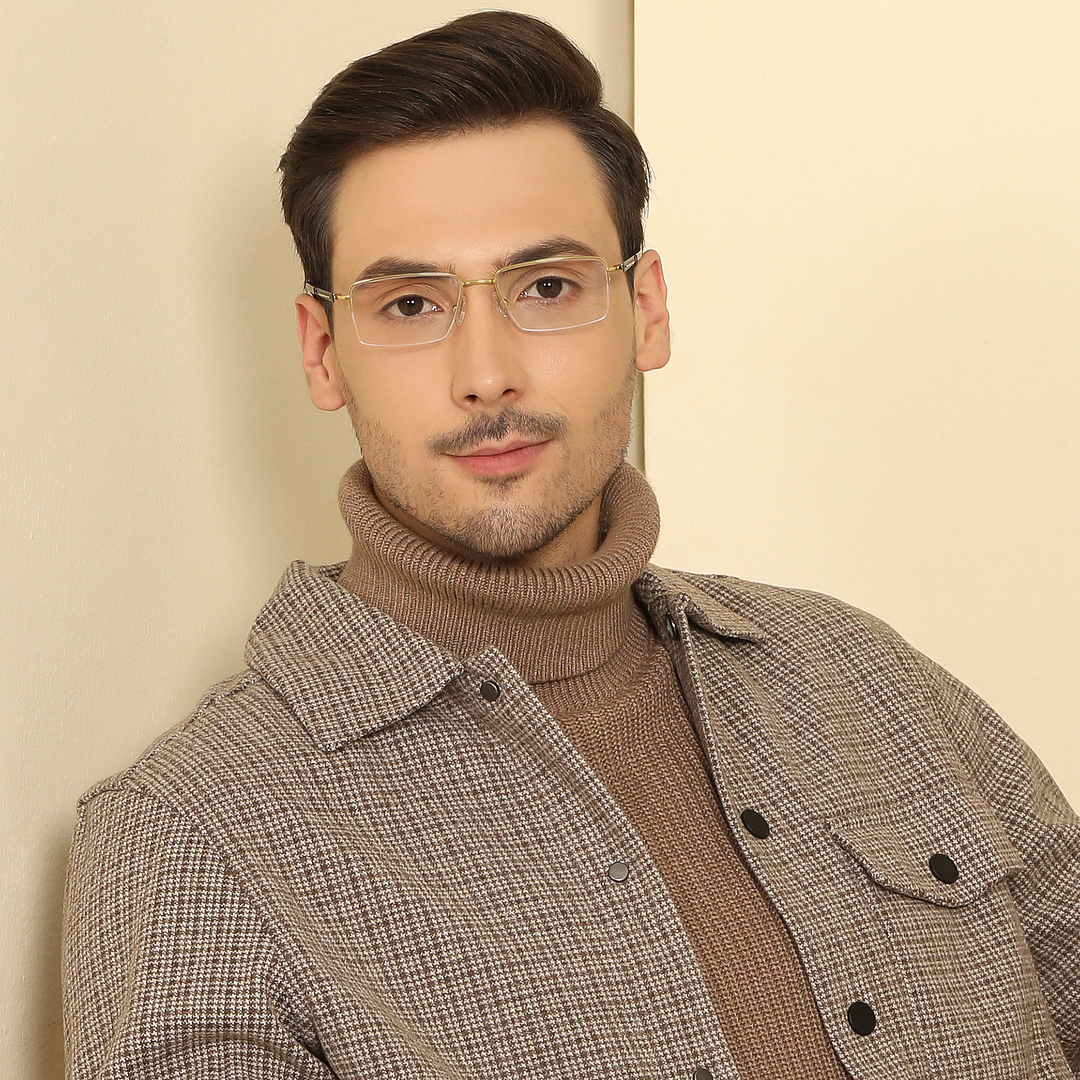 John Jacobs Online Gold Half Rim Rectangle right side