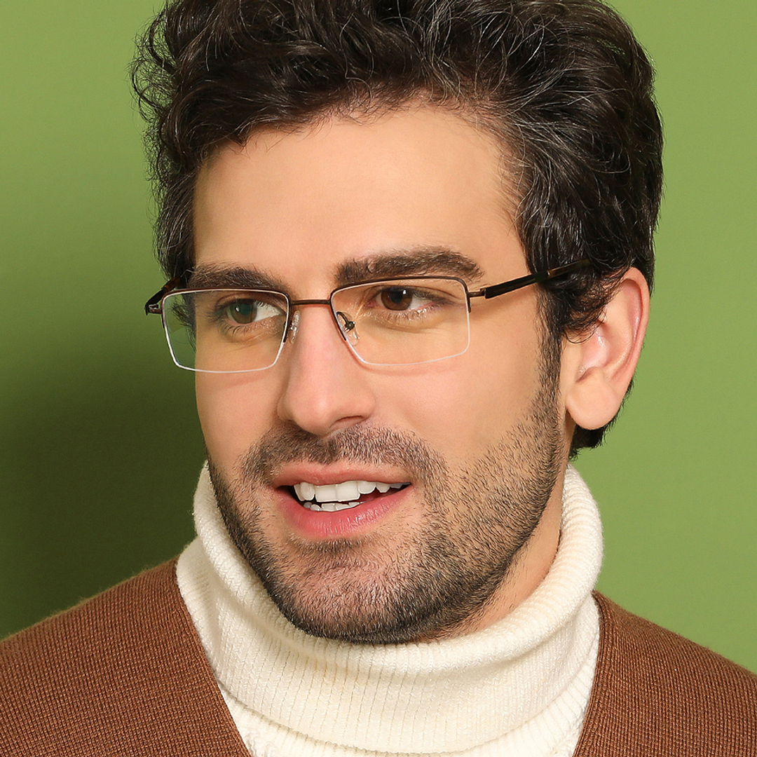 John Jacobs Online Light Brown Half Rim Rectangle left side