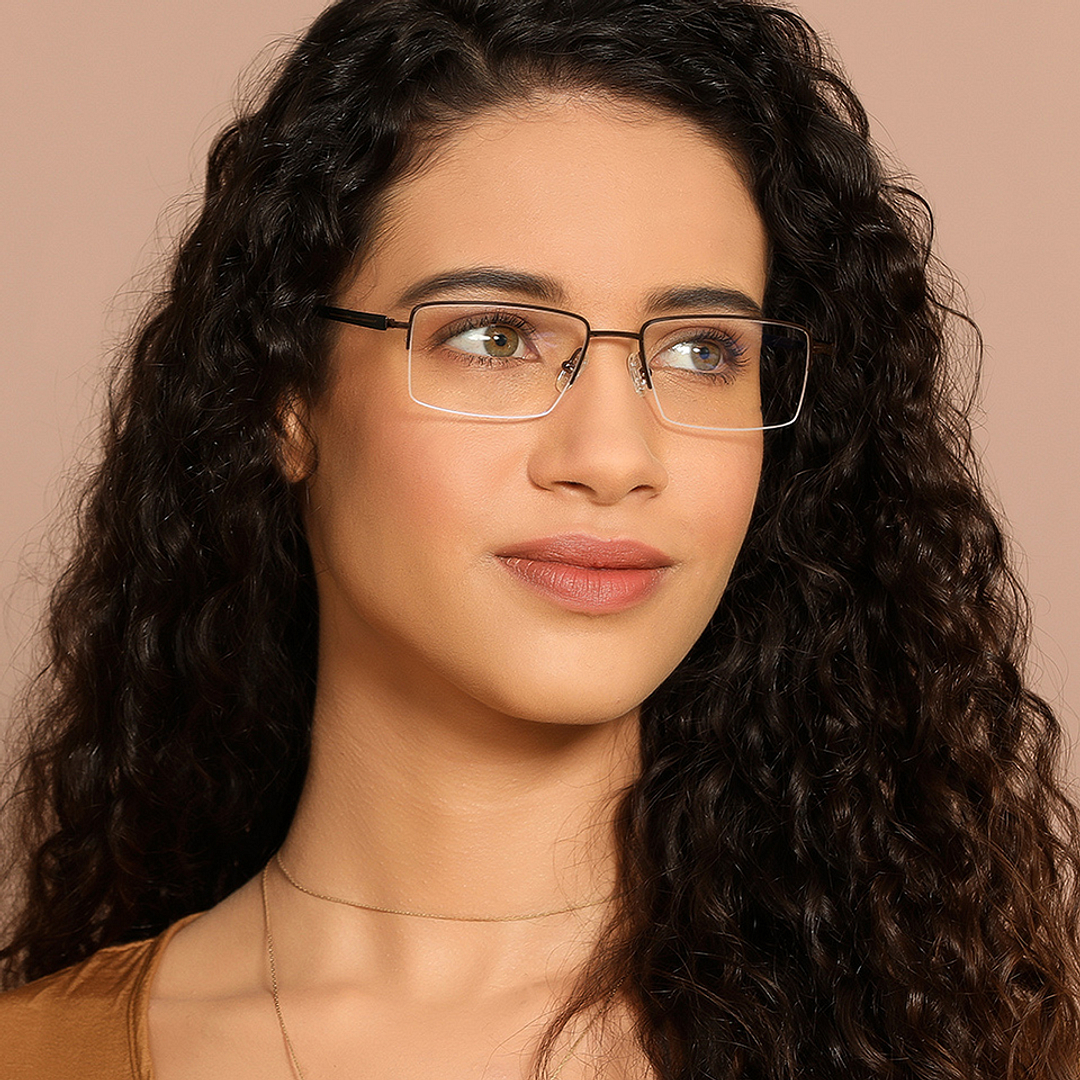 John Jacobs Online Light Brown Half Rim Rectangle left side