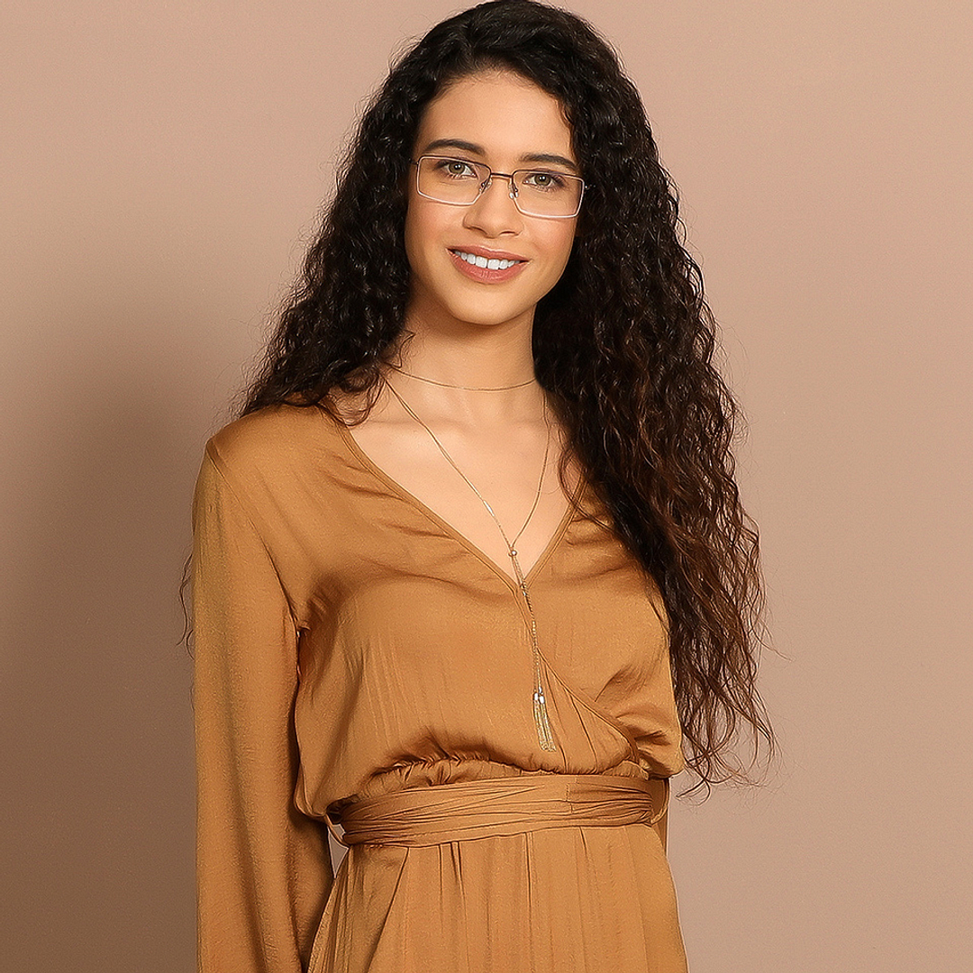 John Jacobs Online Light Brown Half Rim Rectangle right side