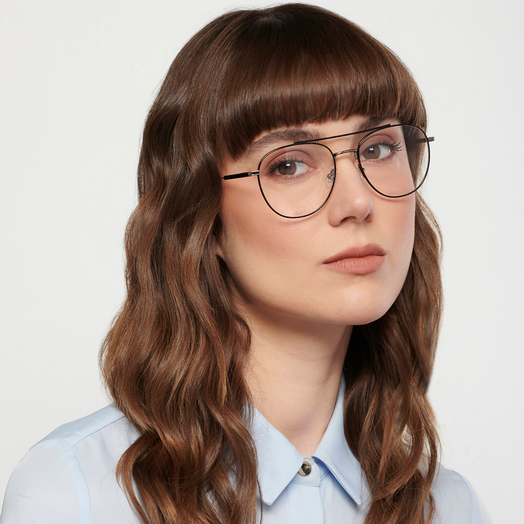John Jacobs Black Full Rim Aviator right side
