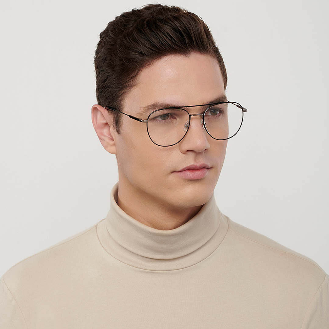 John Jacobs Black Full Rim Aviator right side