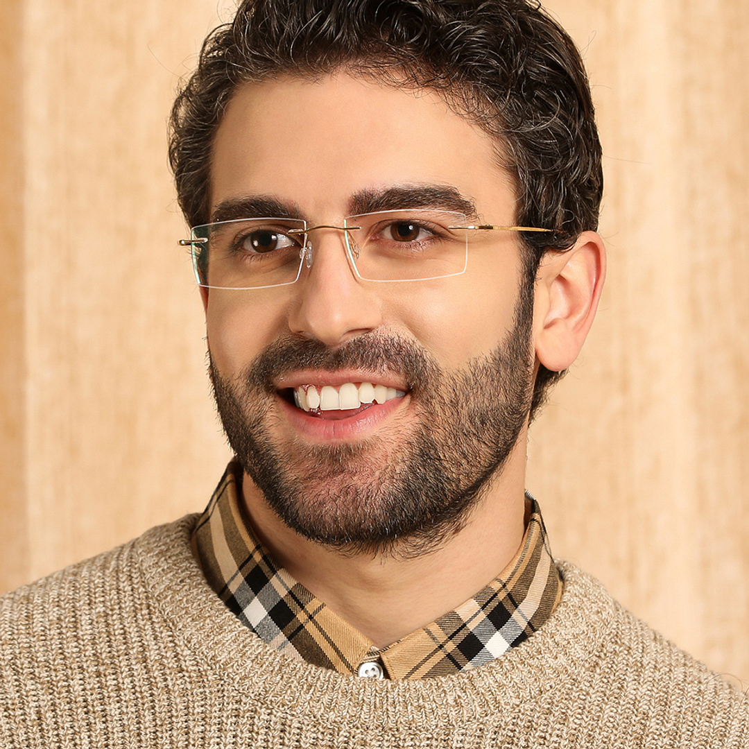 John Jacobs Gold Rimless Rectangle left side