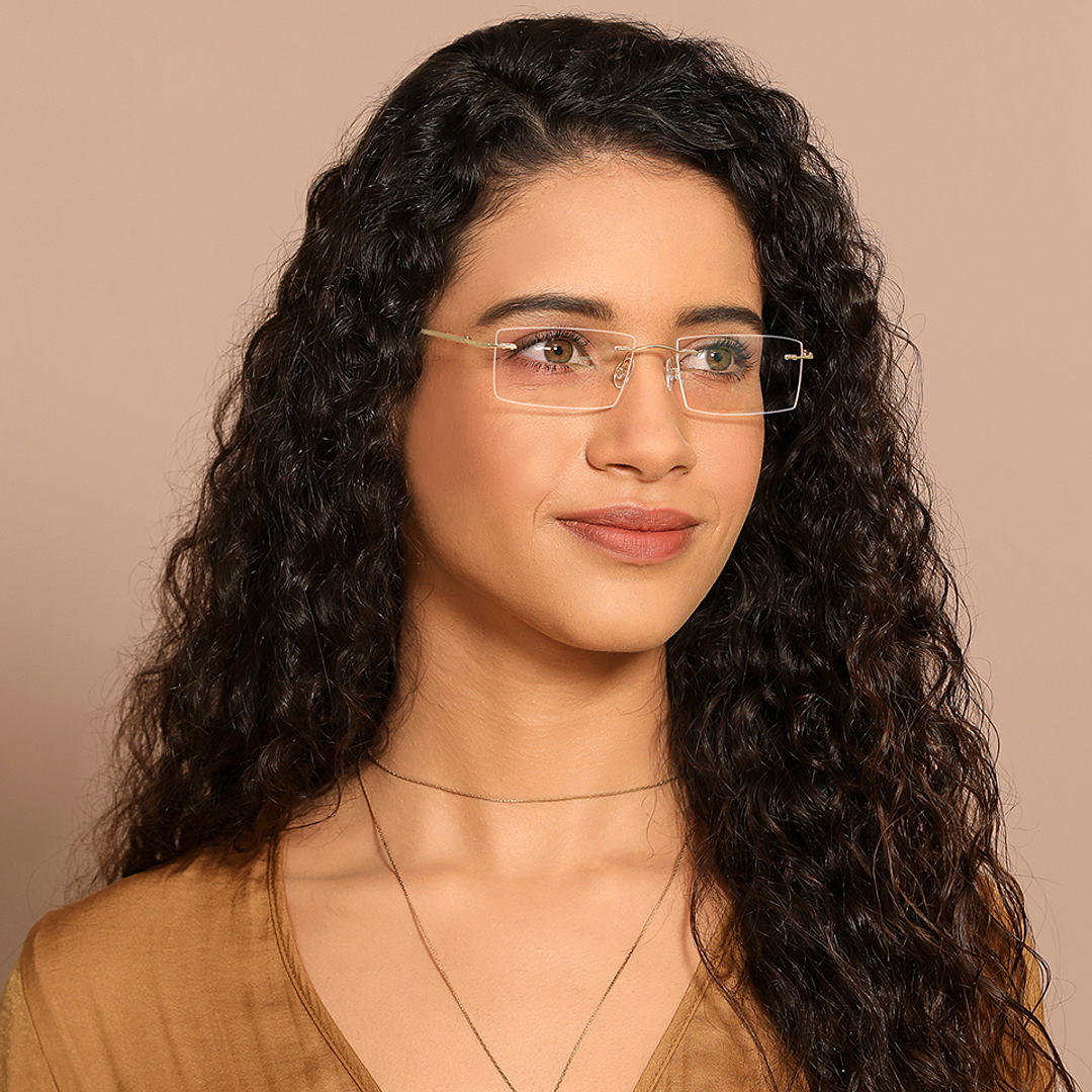 John Jacobs Gold Rimless Rectangle left side